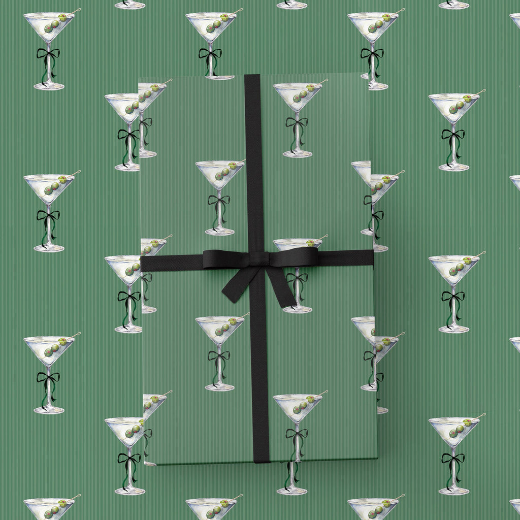 Tini Holiday Martini & Bow Wrapping Paper
