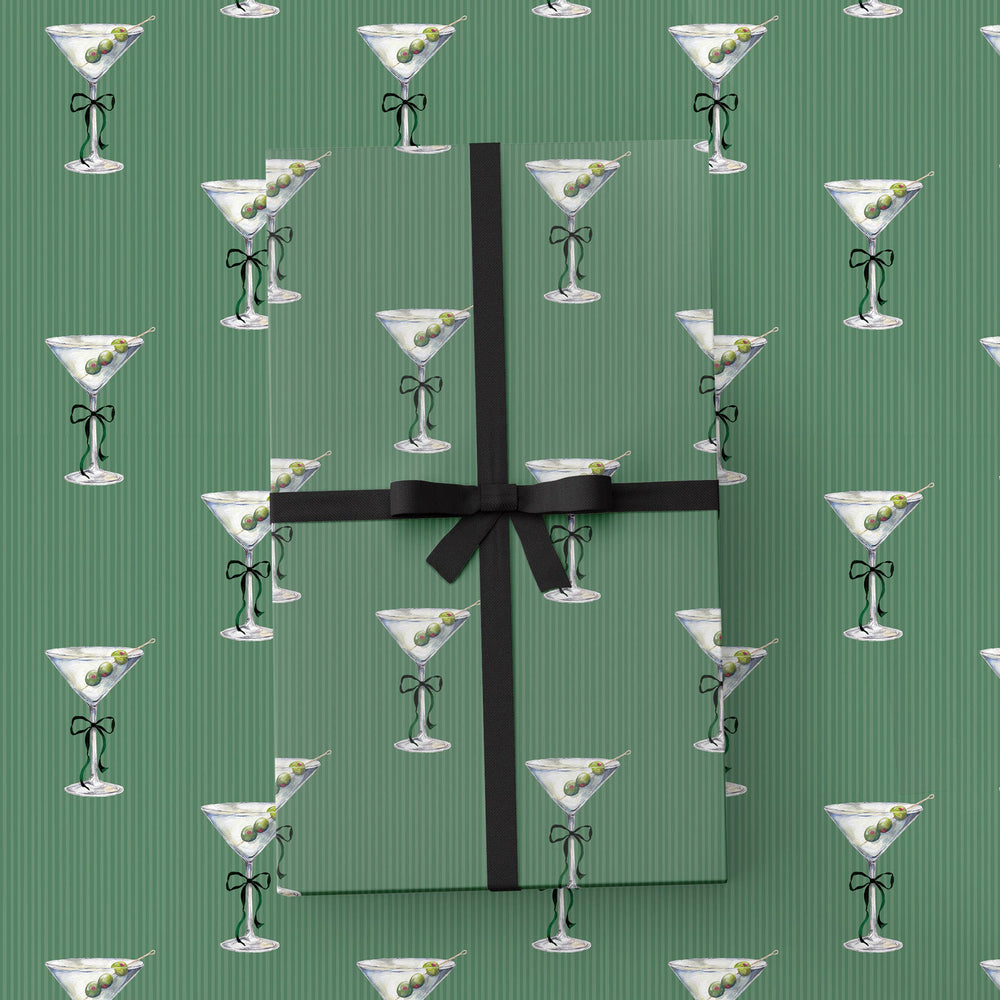 Tini Holiday Martini & Bow Wrapping Paper