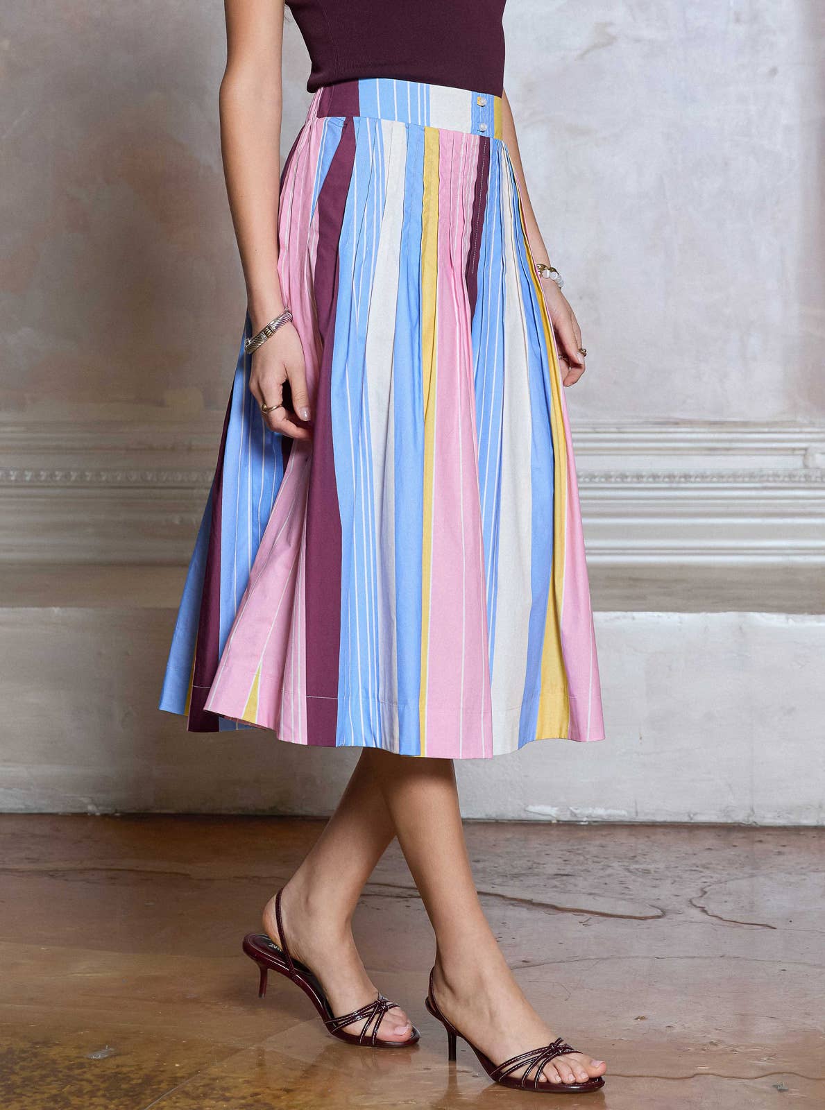 Pastel Picnic Midi Skirt
