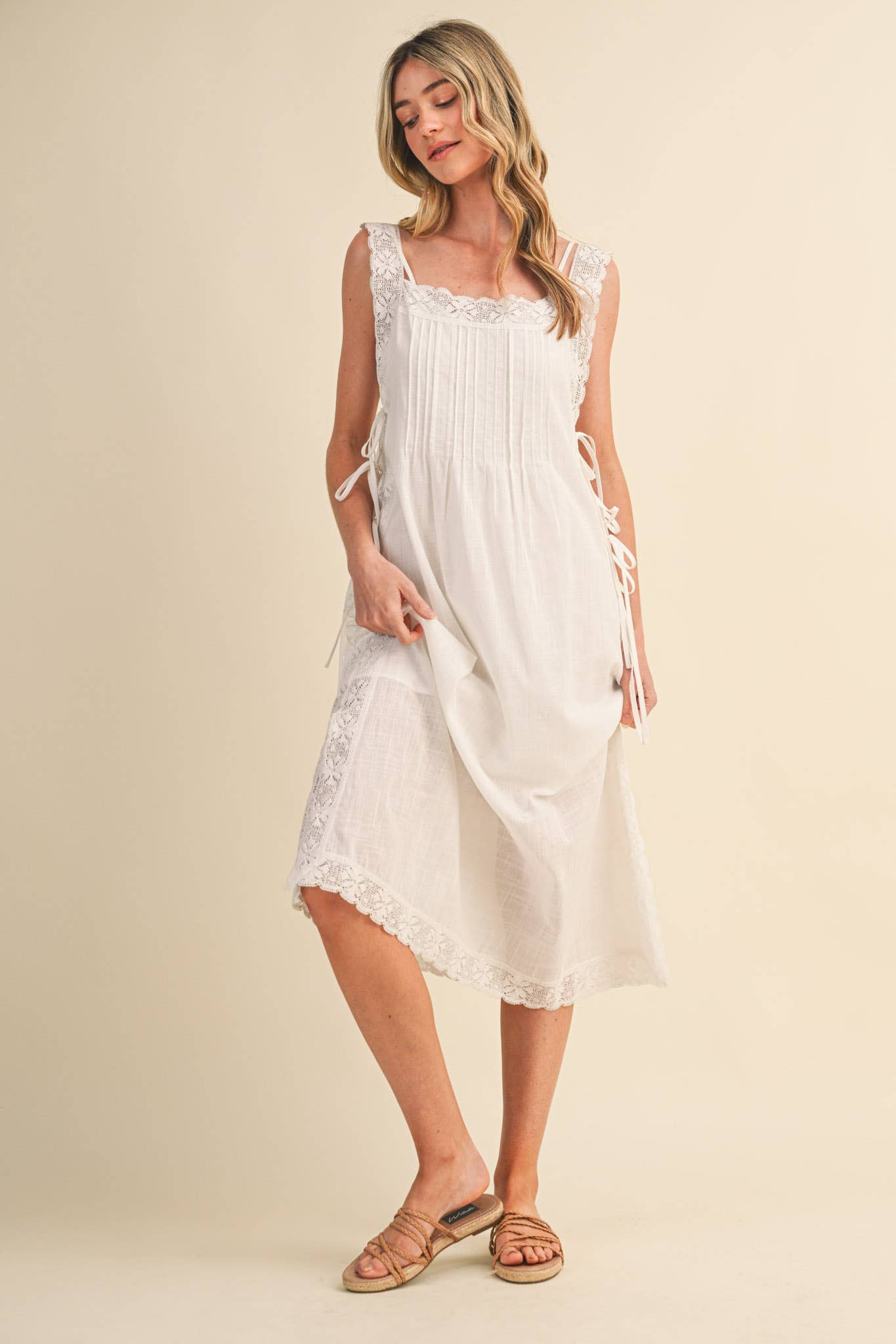 PREORDER: Fleur Romance Midi Dress-Off White