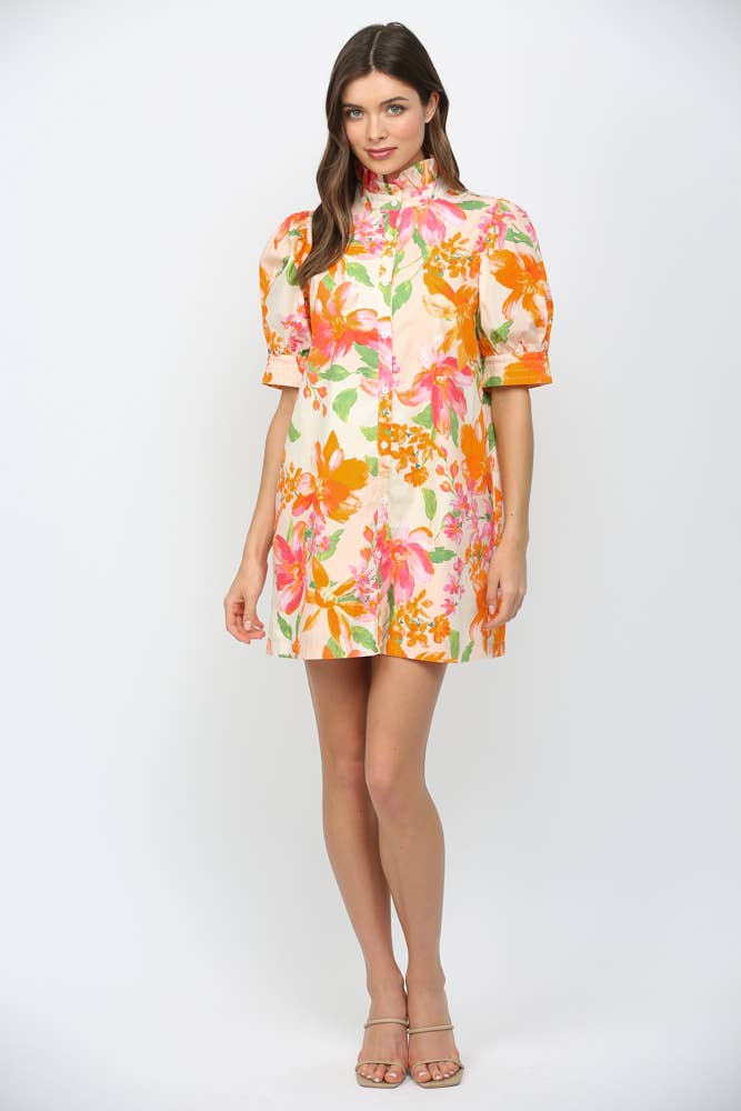 Spring Lily Button Down Mini Dress