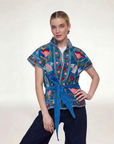 Rustic Retreat Velvet Jacket-Blue