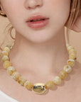 Polished Beaded Statement Necklace-Neutral