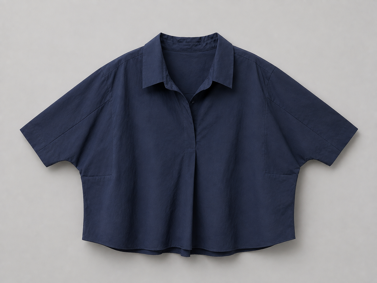 Kaia Oversized Button Down Top-Navy