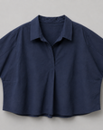 Kaia Oversized Button Down Top-Navy