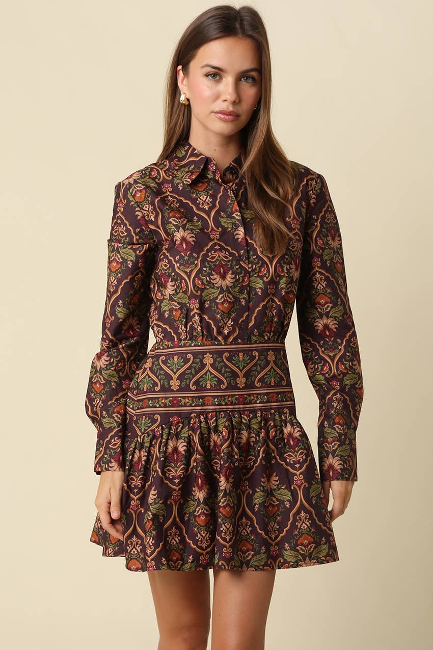 Adriana Paisley Mini Dress