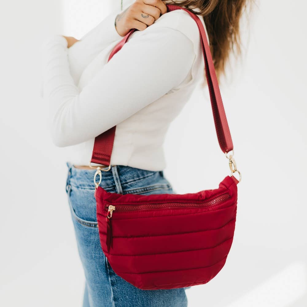 Jolie Puffer Belt Bag- Crimson Red