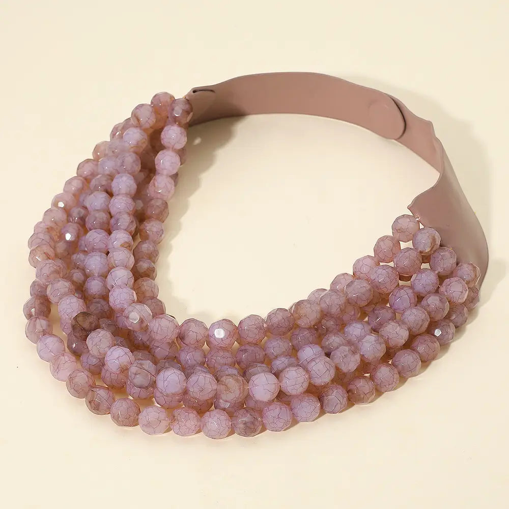 Chunky Beaded Necklace-Purple