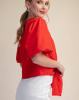 Dahlia Puff Sleeve Top-Red