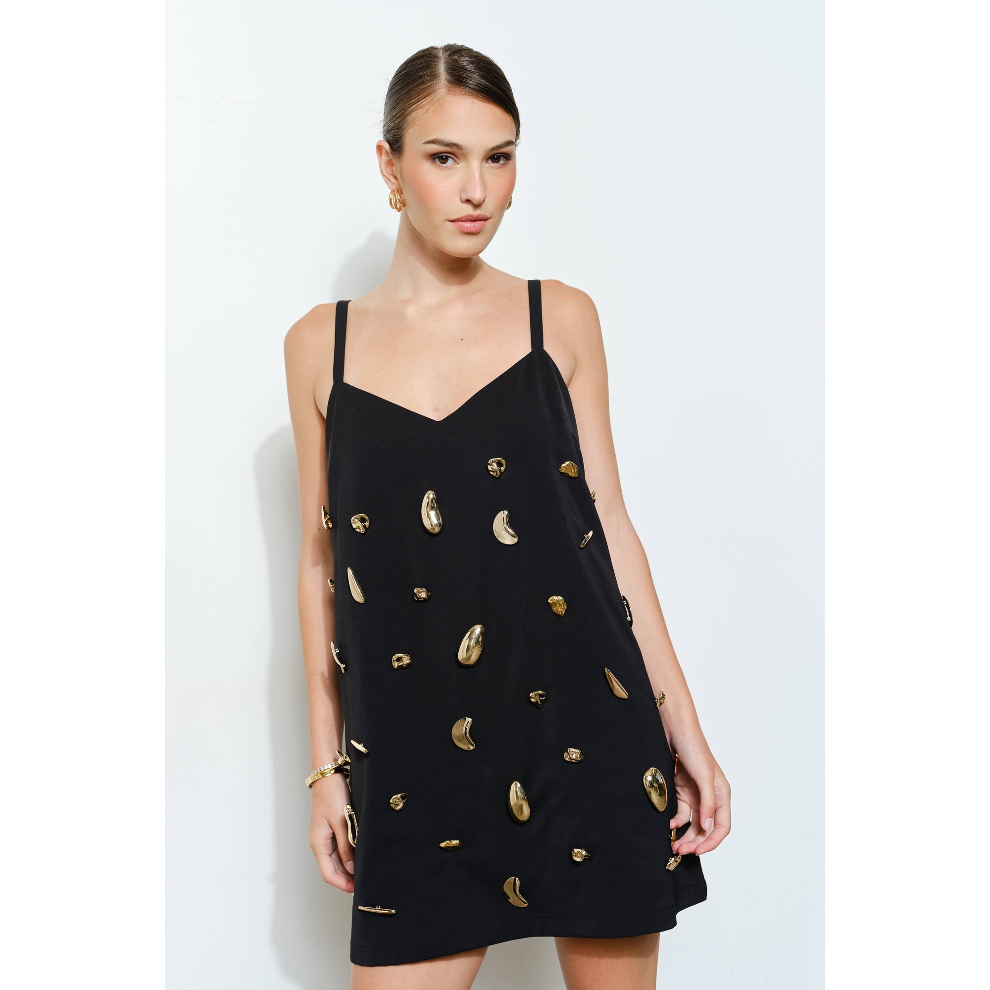 Something Special Embellished Mini Dress-Black