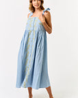 Vivid Vision Embroidered Dress-Light Blue