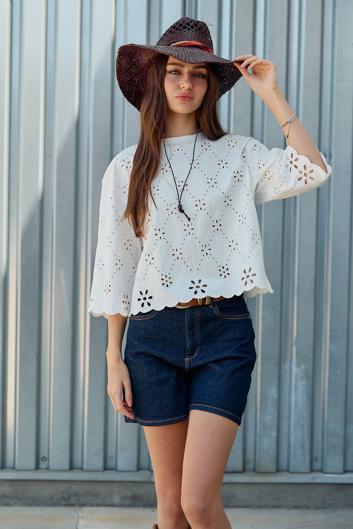 Eloria Eyelet Embroidered Top