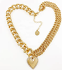 Whole Hearted Chain Heart Crystal Necklace- Yellow Gold