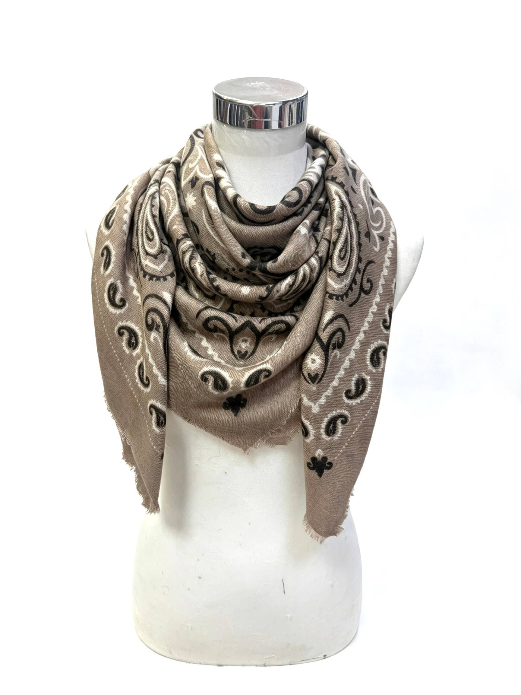 Western Trail Square Bandana-Light Taupe