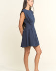 Sweet Afternoons Mini Dress-Navy