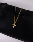 Petite Pearl Cross Necklace