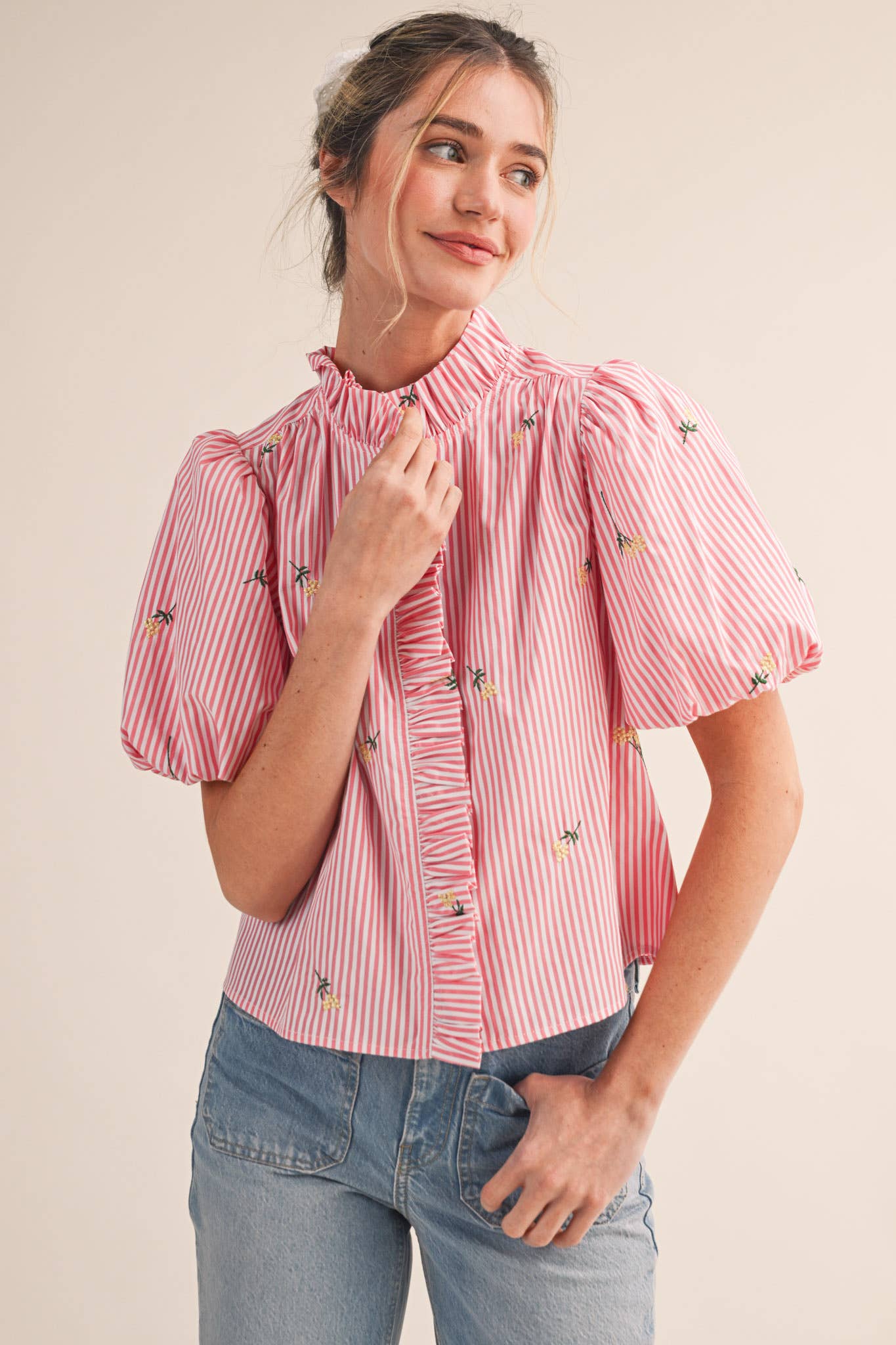 Spring Fling Bubble Sleeve Top