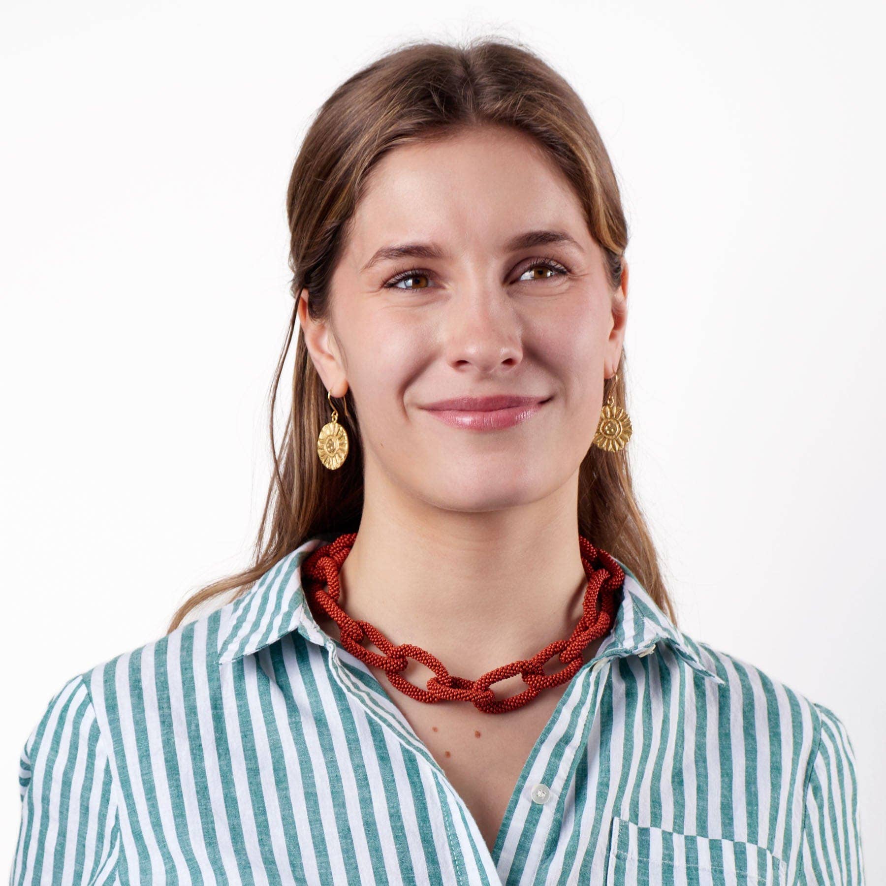 Jenna Chain Link Necklace-Rust