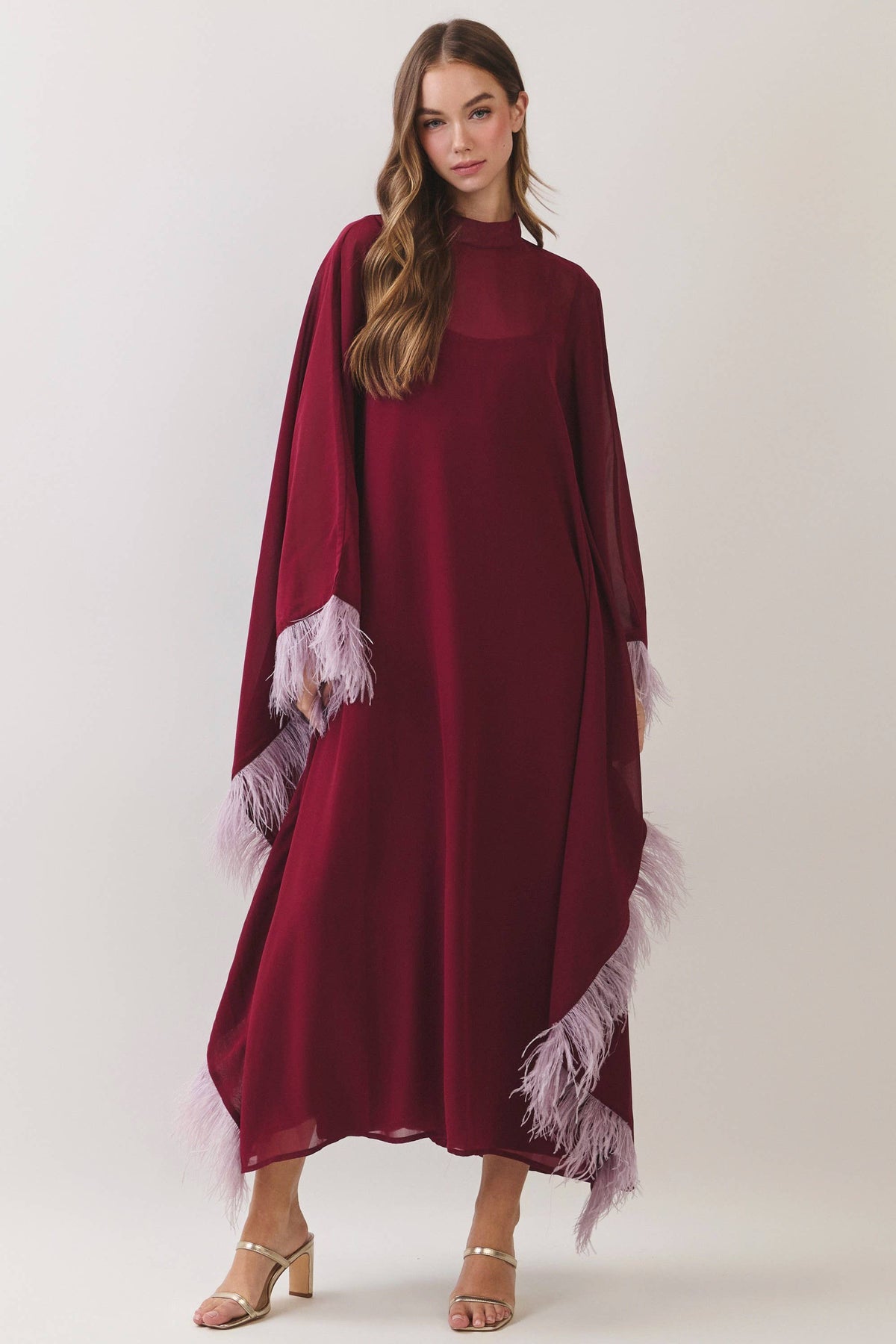 Plume Royale Cape Maxi Dress