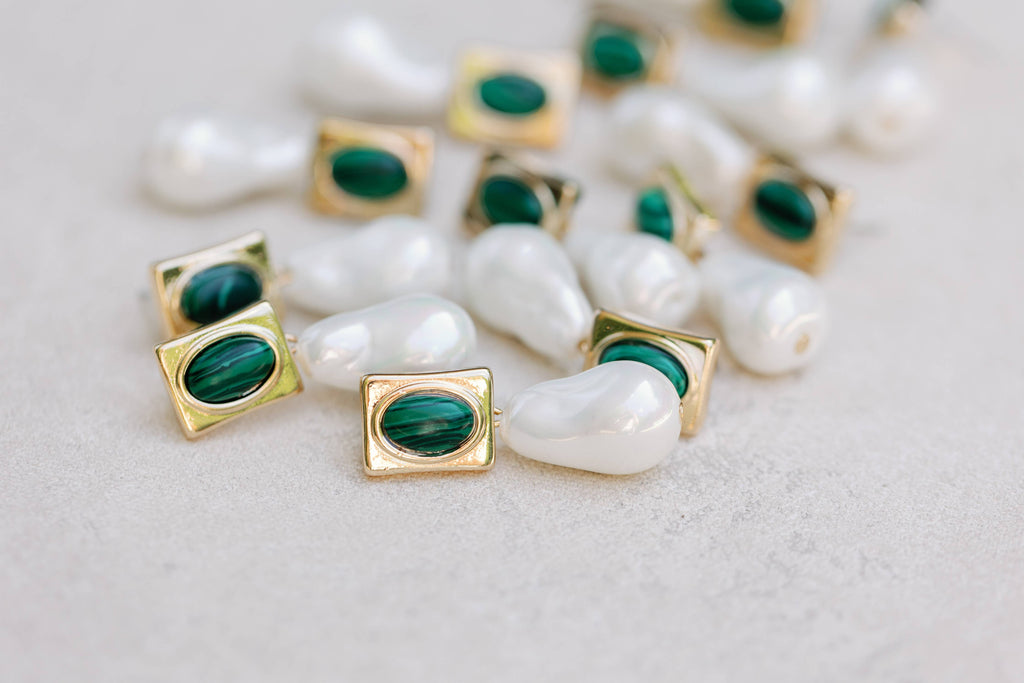 Vintage Malachite Drop Earrings