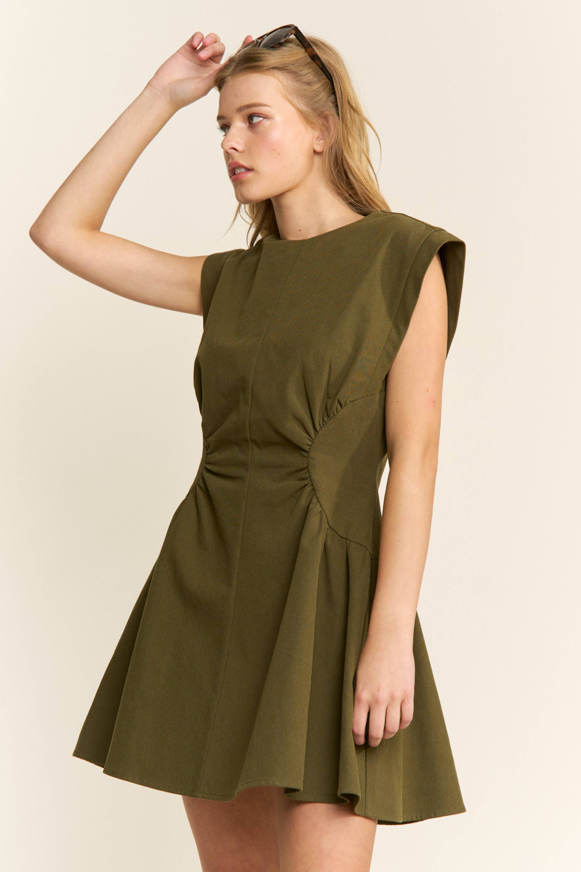 PREORDER: Sweet Afternoons Mini Dress-Olive