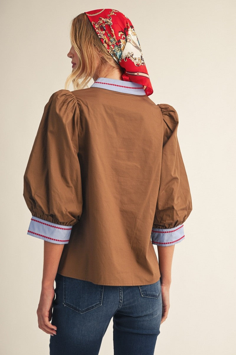 Folk Stitch Embroidered Top