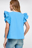 Kind Eyes Poplin Top-Azure Blue