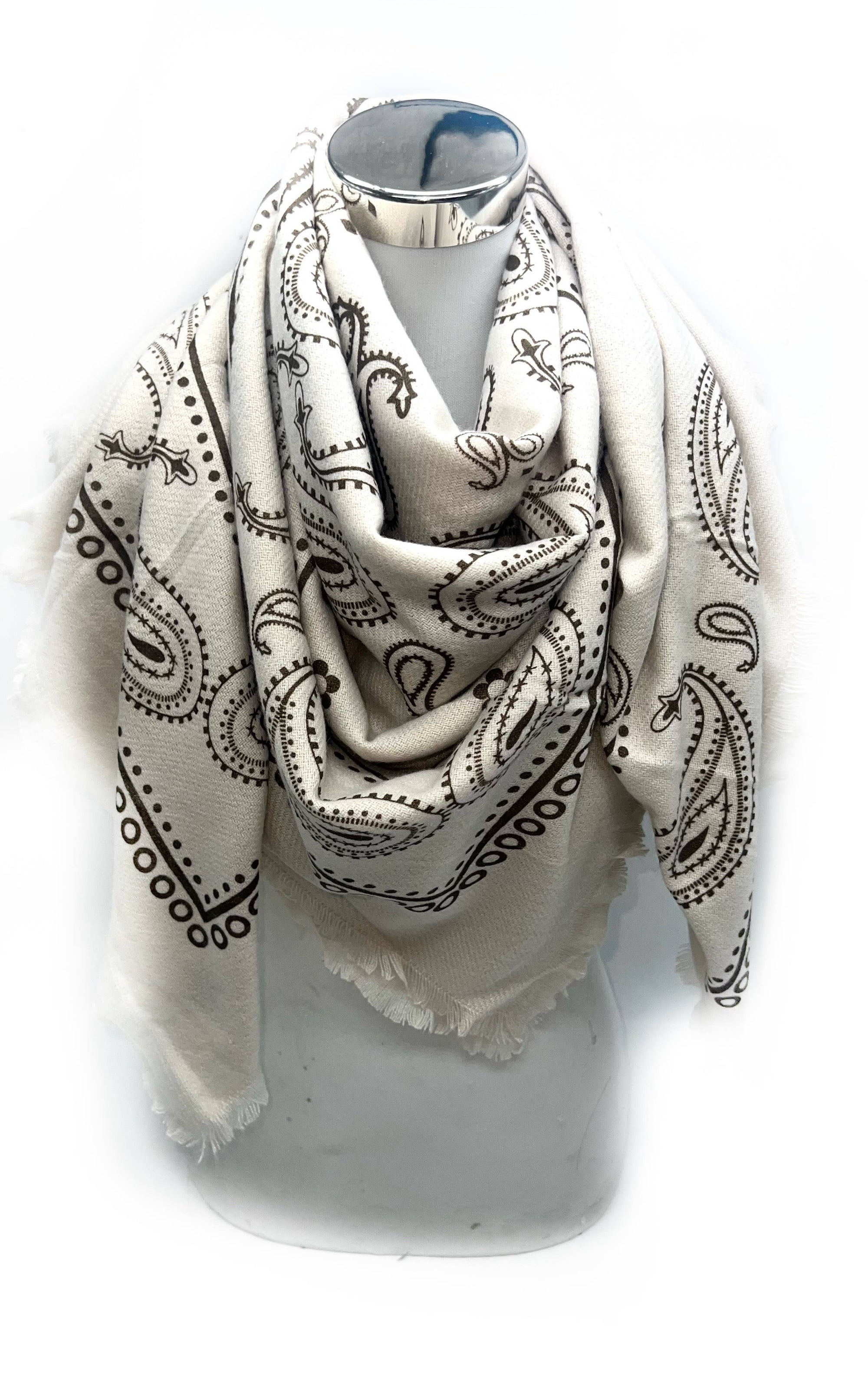 PREORDER: Old Town Paisley Scarf-Light Beige