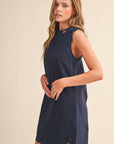 Light of Life Embroidered Dress-Navy