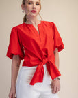 Dahlia Puff Sleeve Top-Red