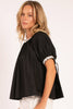 Macaron Puff Sleeve Top- Black