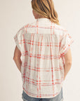 Sunset Picnic Button Down Top-Red