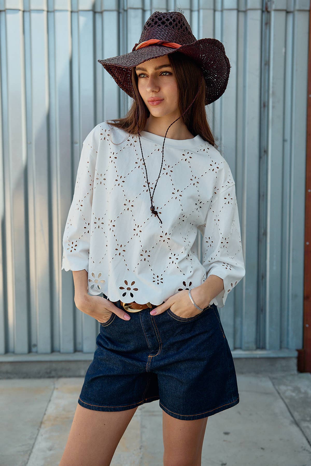 Eloria Eyelet Embroidered Top