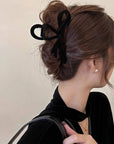 Velvet Bow Hair Clip-Black