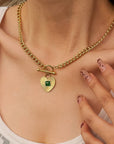 Green Heart Chain Necklace