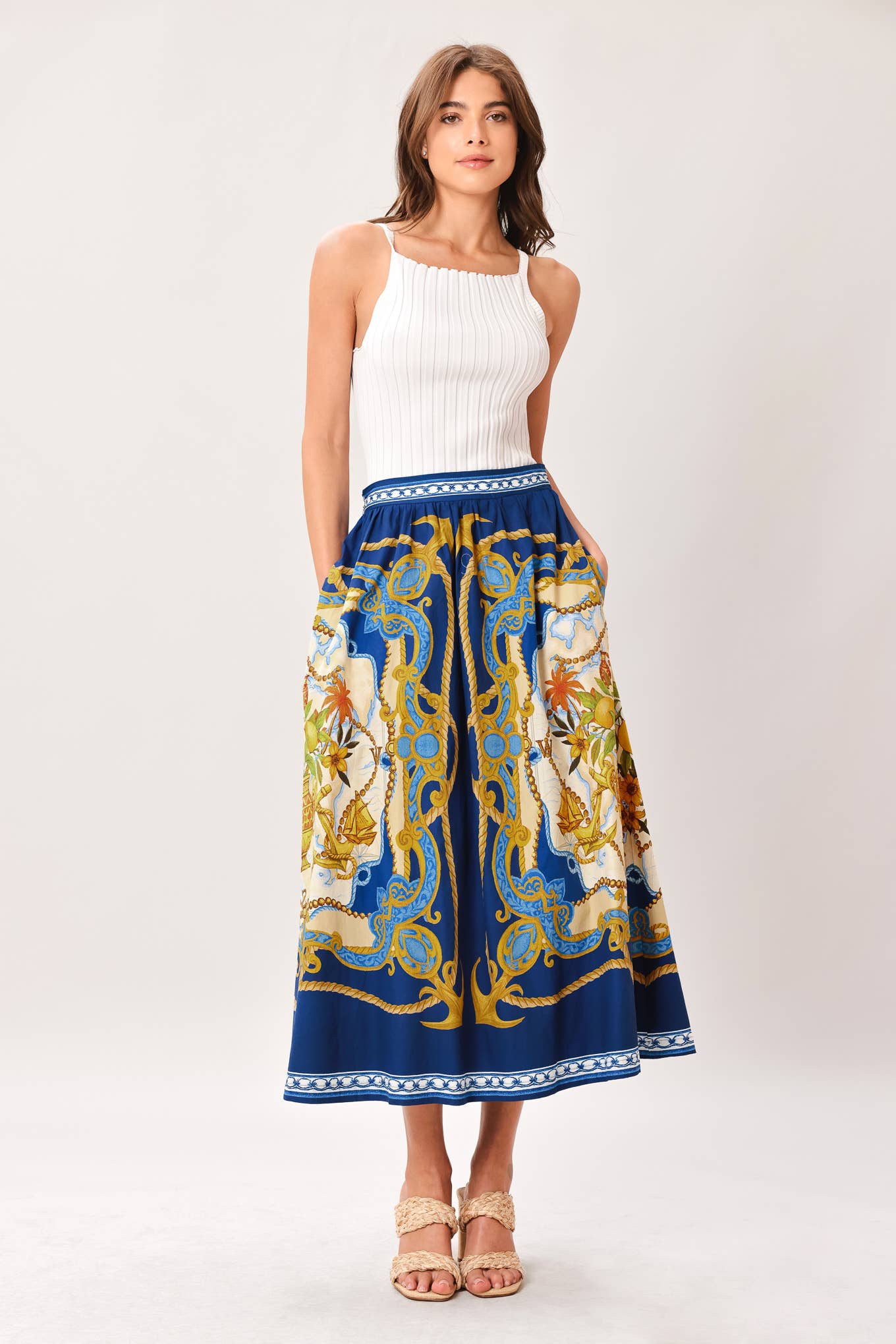 Midnight Bloom Midi Skirt
