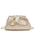 Tate Woven Frame Clutch-Gold