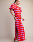 Mariselle Maxi Dress-Red/Pink