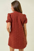 Dynamic Details Jacquard Mini Dress-Rust
