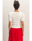 Perfect Fit Puff Sleeve Top-White