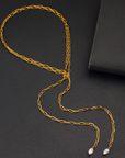 Paperclip Pearl Lariat Necklace