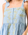 Vivid Vision Embroidered Dress-Light Blue