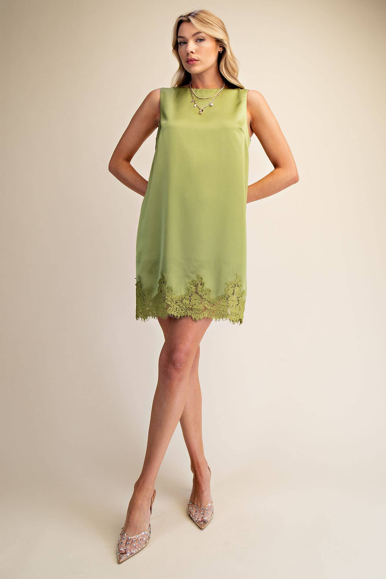 Romantic Evening Mini Dress-Olive