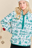 Christmas Toile Printed Quilted Jacket-Hunter Green