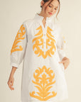 Isla Floral Baroque Dress-Sunflower/Off White