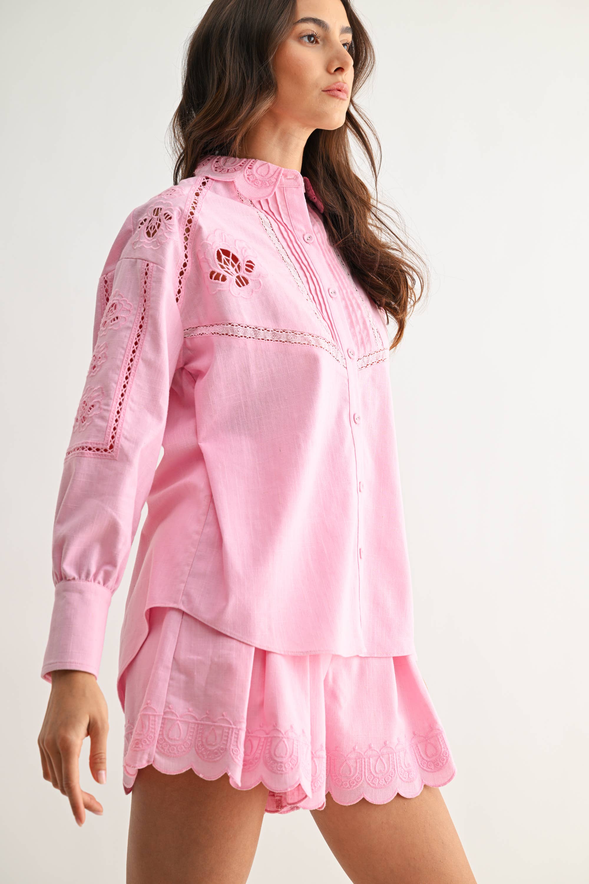 Western Romance Short Set-Pink