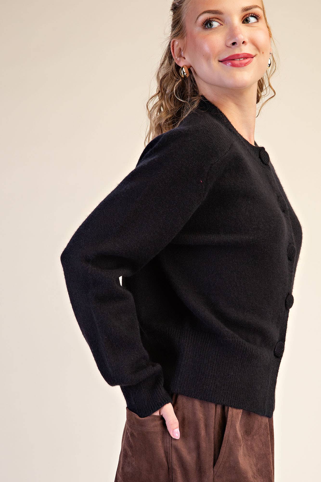 Fireside Cottage Cardigan-Black