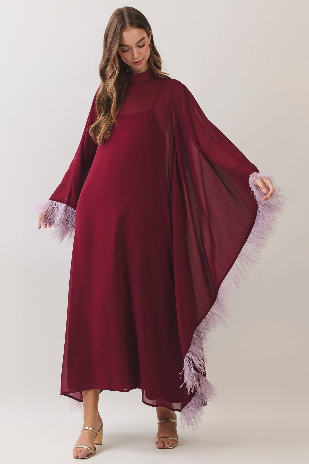 Plume Royale Cape Maxi Dress