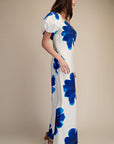 Camellia Puff-Sleeve Maxi Dress-Royal