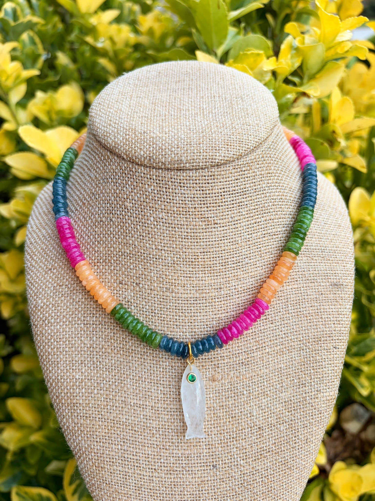 Crystal Fish Rondelle Necklace